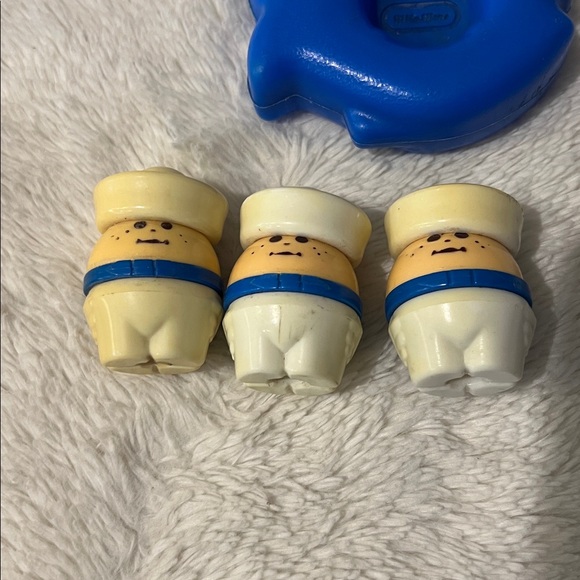 Vintage Little Tikes Toddle Tots Chunky People Navy Sailor Boy Toy 3 fish boat - Picture 2 of 5